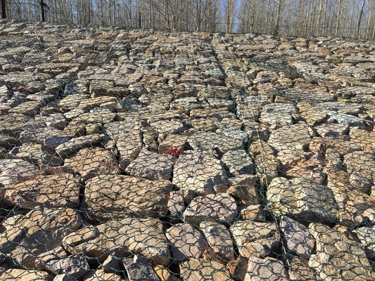 2.0mm Galvanized Steel Wire Gabion Basket Mesh With 80*100 Mesh Size And 50-100 Stone Size